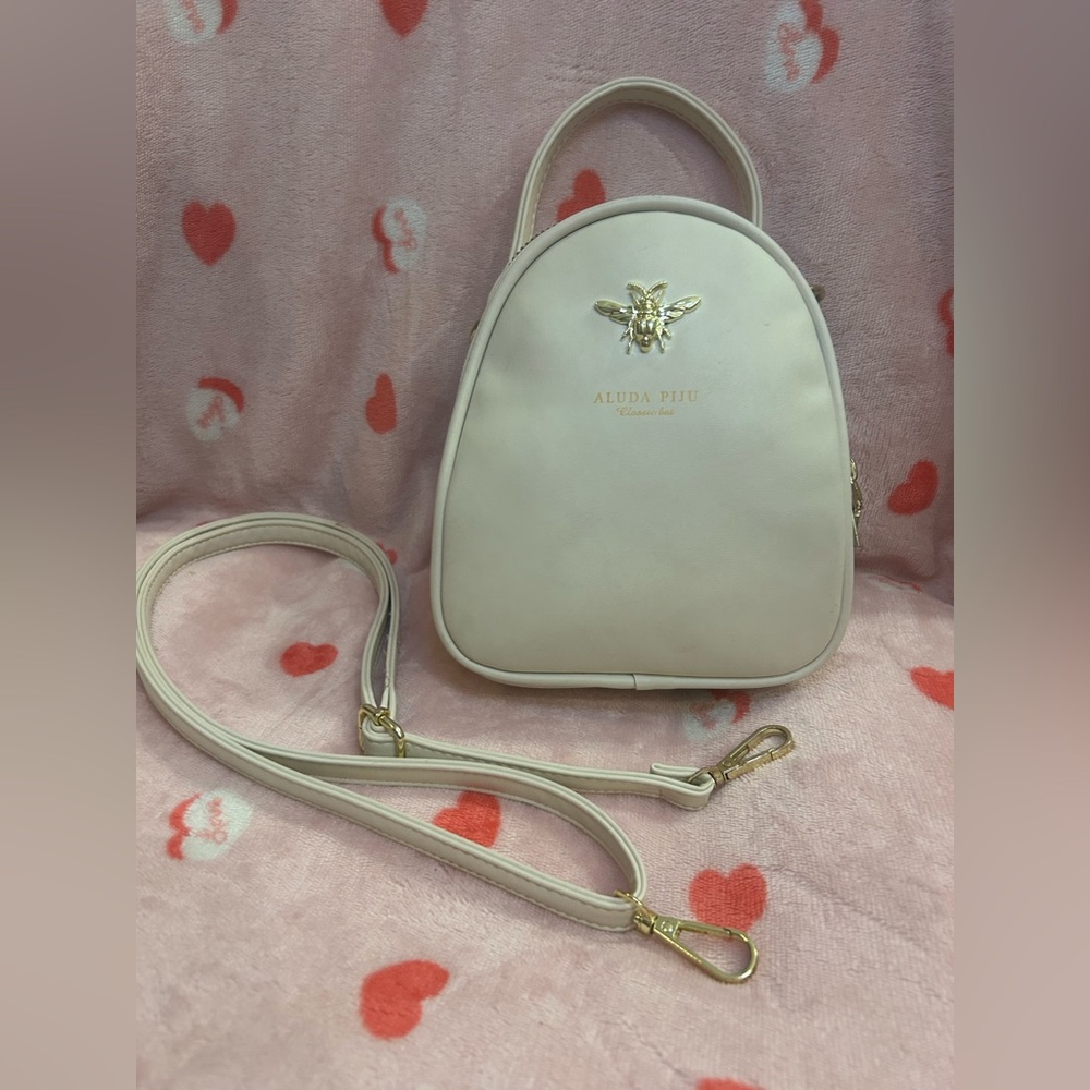 Cream Mini Backpack Crossbody Bag